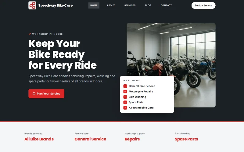 Speedway Bike Care — Garage template